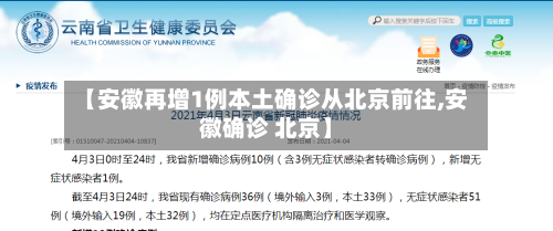 【安徽再增1例本土确诊从北京前往,安徽确诊 北京】