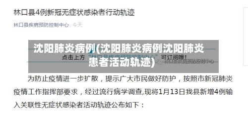沈阳肺炎病例(沈阳肺炎病例沈阳肺炎患者活动轨迹)-第2张图片