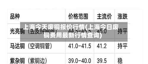 上海今天废铜报价行情(上海今日废铜费用最新行情查询)-第2张图片