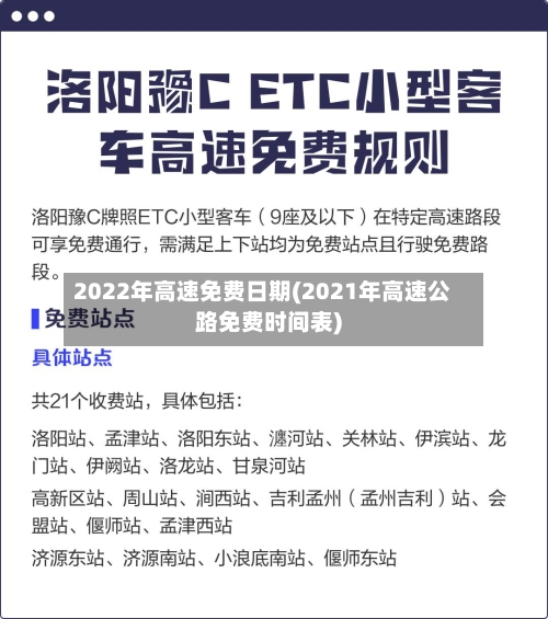 2022年高速免费日期(2021年高速公路免费时间表)